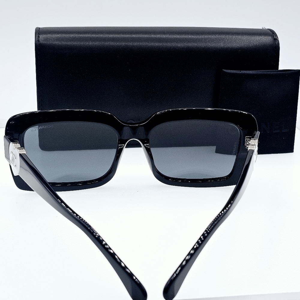 CHANEL CH5520A C501/S4 Designer Sunglasses | Black & Silver Frame | Grey Lenses - Picture 10 of 16